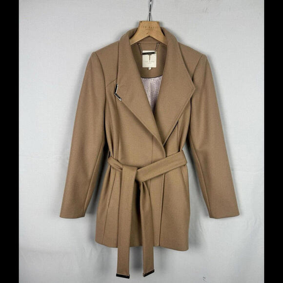 Ted Baker Jackets & Blazers - Ted Baker Drytaa Wool Short Wrap Coat Beige Size 0 Ted, 2 US